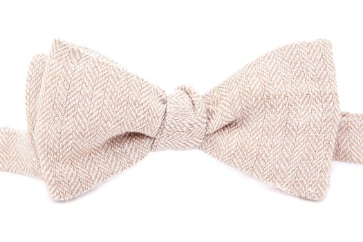 elegant bright bow tie made ​​of linen on white background