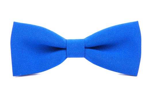 Classic blue bow tie isolated on white background