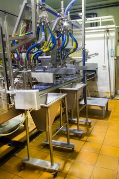 Manufacture of ice cream. working conveyor