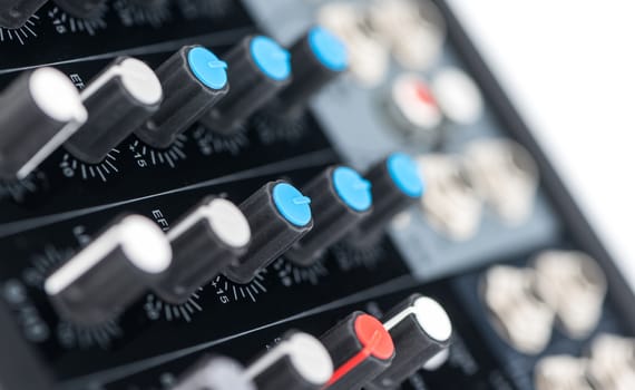 Detail of a Professional Mixing Console. Music Device.