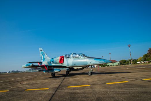 Fighter aircraft parked on the apron.