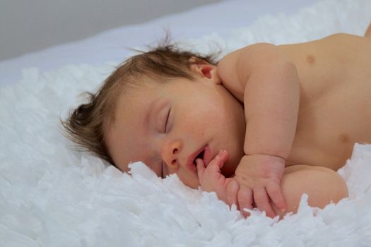 Caucasian Baby Boy with a White Background