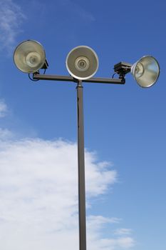 Isolated Outdoor Athletic Court Lights Against The Sky