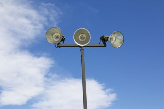 Isolated Outdoor Athletic Court Lights Against The Sky