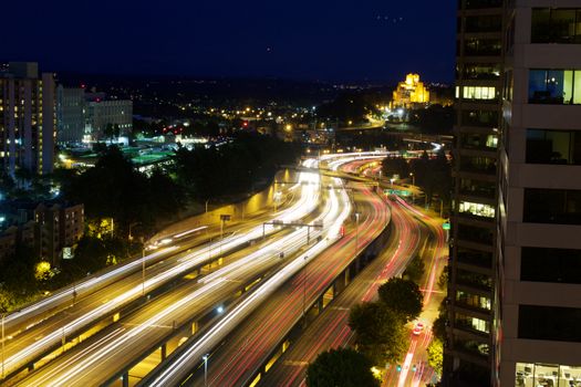 Motion Blue of Cars on I5 Freeway in Seattle