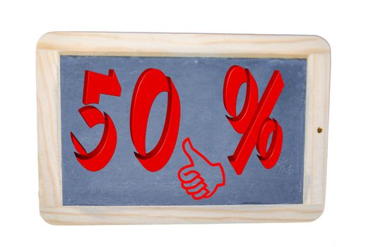Panel with 50% sign