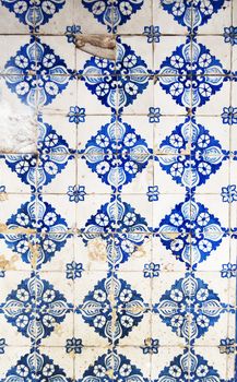 lisbon city portugal blue floral mosaic detail