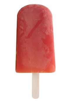 Red ice lolly pop over a white background