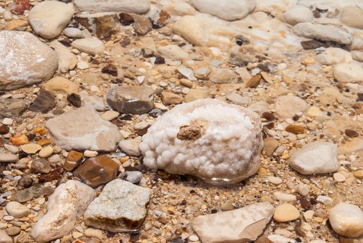 Salt formations in the Dead sea of Israel.