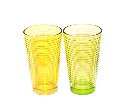 Twin glass green and yellow isolated on white background