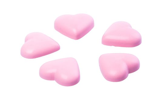 chocolate in pink colour or love shape chocolate