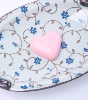 chocolate in pink colour or love shape chocolate