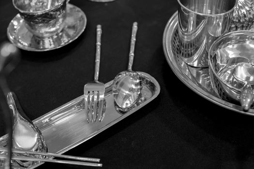 silverware black and white