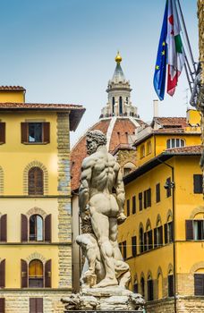 The giant statue of Neptune in piazza della Signoria in Florence, Italy