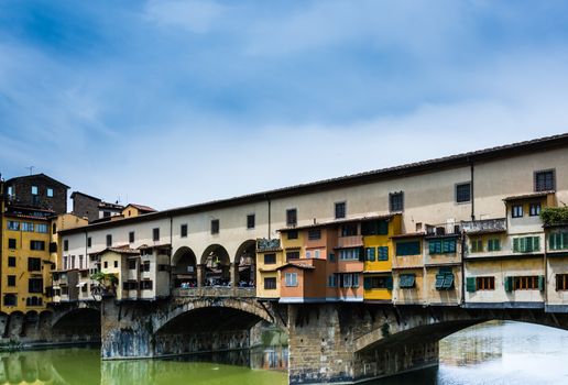 a view of Ponte Vecchio bridge ovre the river Arno in Florence, Italy