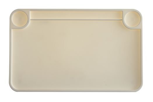 High Angle View of Empty Plastic Food or Supply Tray with Separate Compartments on White Background