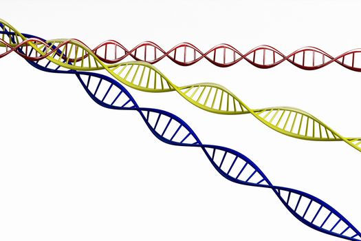 3d render ,Model of twisted DNA chain isolated on white background High resolution. 