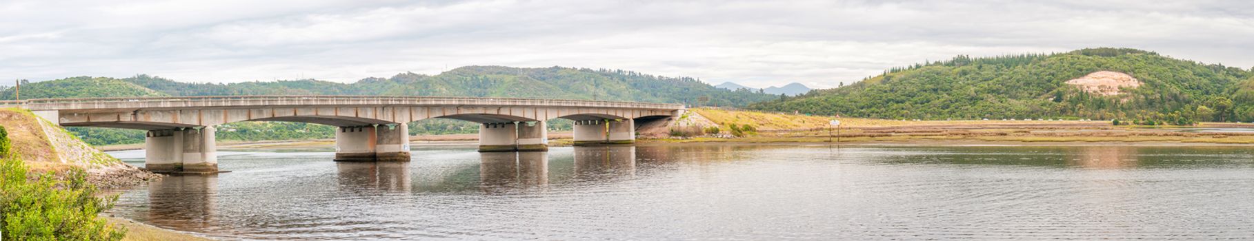 KNYSNA, SOUTH AFRICA - JANUARY 5, 2015: The bridge of the National Road N2 at the Western end of the Knysna Lagoon, a large warm-water estuary