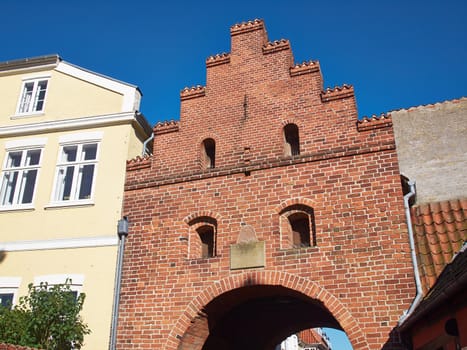 Faaborg famous old city gate on Funen in Denmark              