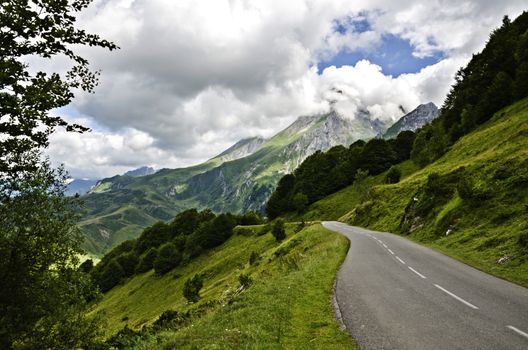 Amazing landscape over the Pyrenees mountains in Spain