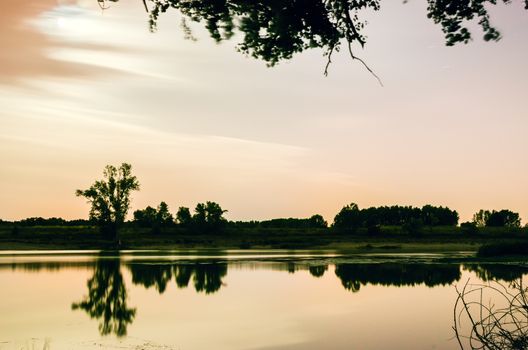 Beautiful evening at the river in Spain