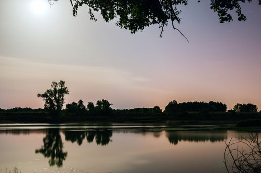 Beautiful evening at the river in Spain