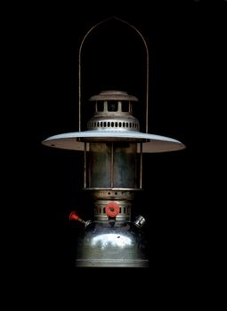 old strom lantern in the dark background