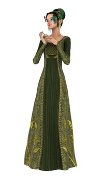 3D digital render of a beautiful princess of spring isolated on white background