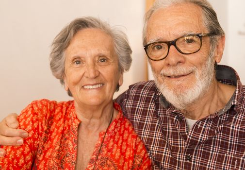 Old couple at the restaurant and  having a good time 