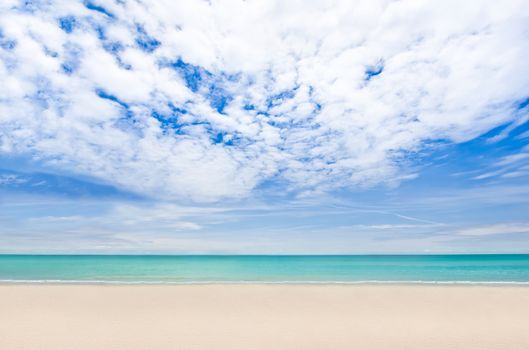 White sand and blue sky overlooking Andaman sea