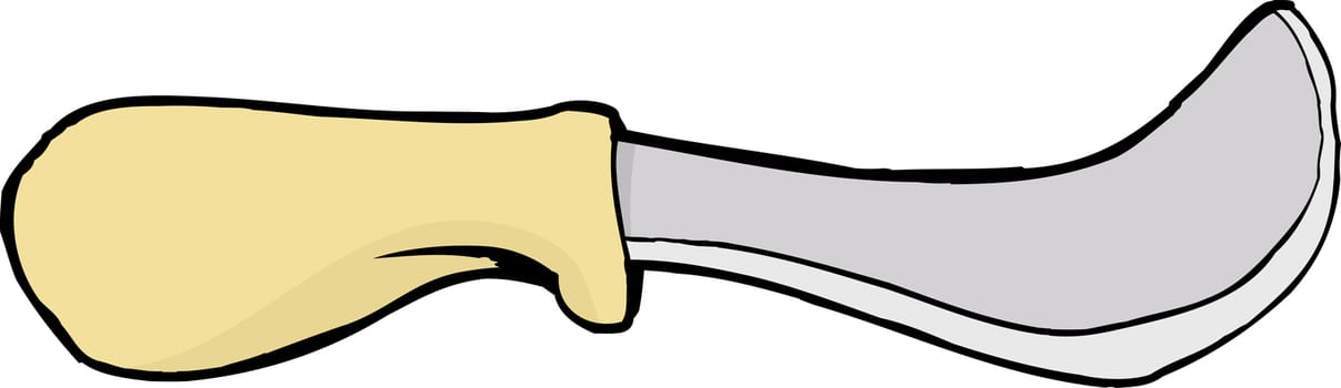 Hand drawn skinning knife over white background