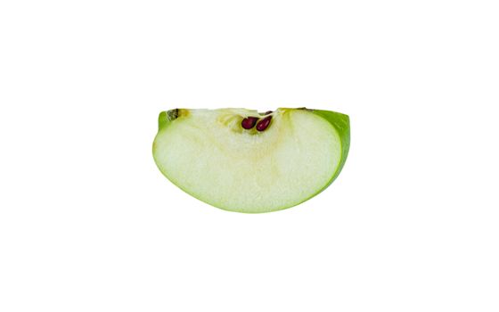 Green Granny Smith Apple slice isolated on white background