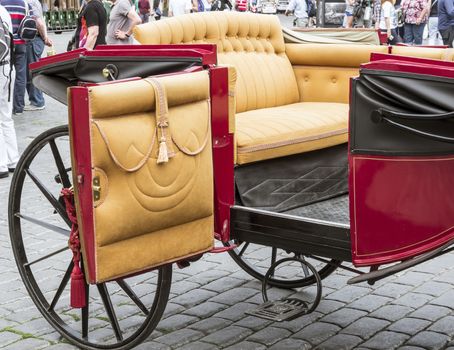 Beautiful open old carriage for tourist in Prague