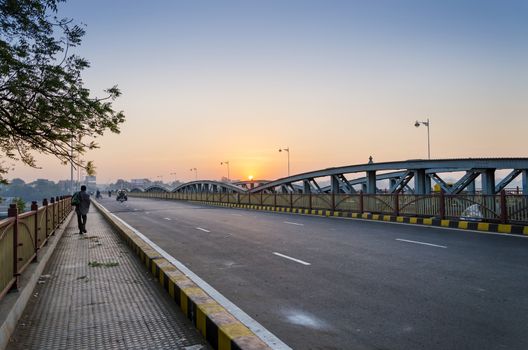 Sunrise at Ellis Bridge in Ahmedabad, Gujarat, India