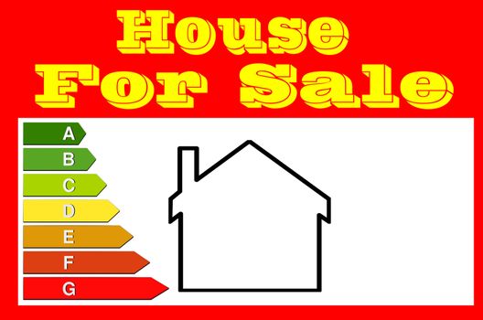 Red sign with inscription, house for sale and house icon. Panel for real estate agents.