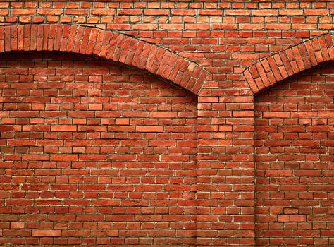 background or texture red brick wall with arch
