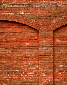 background or texture red brick wall with arch