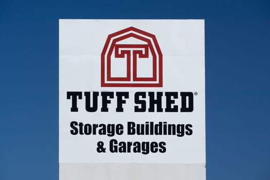LOS ANGELES, CA/USA - JULY 11, 2015: Tuff Shed storage building sign and logo. Tuff Shed Incorporated is a manufacturer and installer of storage buildings and garages in the United States.