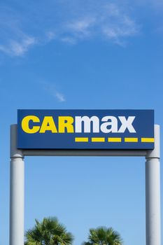 LOS ANGELES, CA/USA - JULY 11, 2015: Carmax dealership sign and logo. CarMax is the United States' largest used-car retailer and a Fortune 500 company.