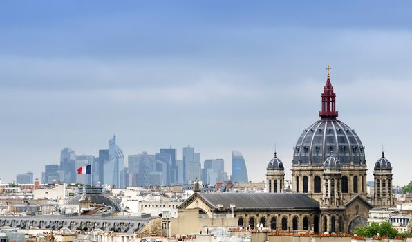 Saint-Augustin Church with La Defense in The Background, Paris, France.