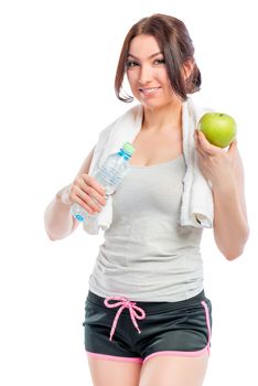 slender girl athlete and healthy eating