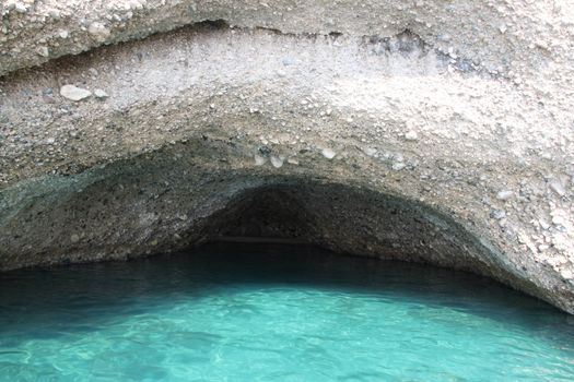 The cave on the Mediterranean coast in the summer