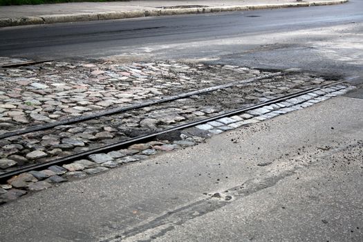 The end of the railway line, on the asphalt