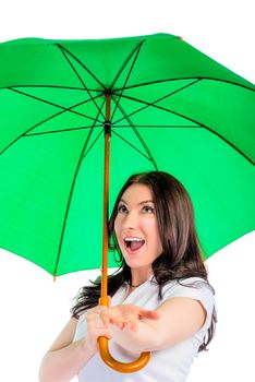 emotional portrait of a girl with an umbrella