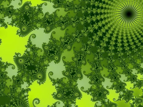Digital computer graphic - rendering. Abstraction background with a fractal pattern in a green colors for design.