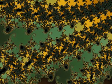 Digital computer graphic - rendering. Abstraction background with a fractal pattern in a green colors for design.