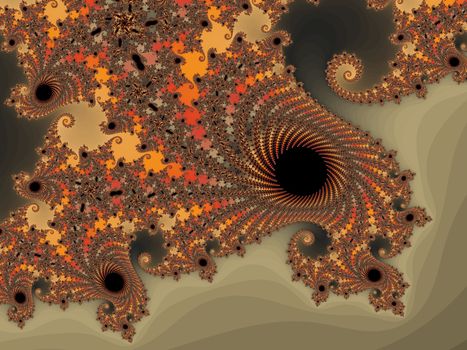 Digital computer graphic - rendering. Abstraction background with a fractal spiral in a bright colors for design.
