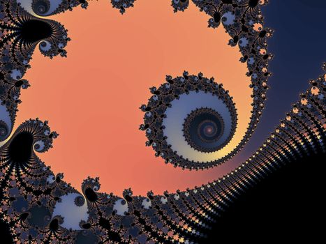Digital computer graphic - rendering. Abstraction background with a fractal spiral in a dark colors for design.