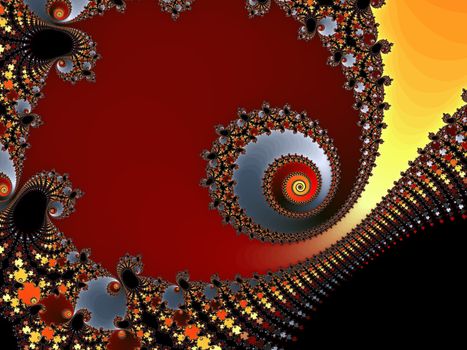 Digital computer graphic - rendering. Abstraction background with a fractal spiral in a dark colors for design.