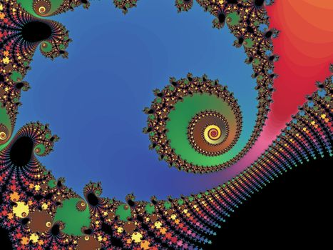 Digital computer graphic - rendering. Abstraction background with a fractal spiral in a bright colors for design.